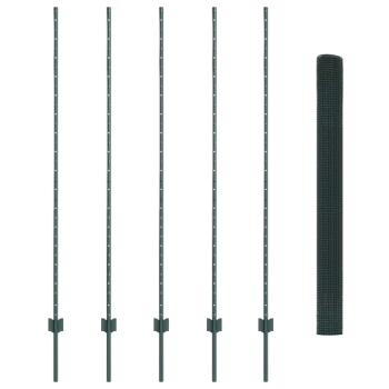 Schweißdrahtzaun mit 5 U-Posten Grün 1,6 x 10 m Stahl