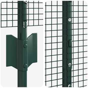 Geknoteter Drahtzaun mit 11 U-Pfosten Grün 1.2x25 m Stahl