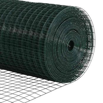 Geknoteter Drahtzaun mit 11 U-Pfosten Grün 1.2x25 m Stahl