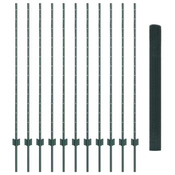 verzinkter Drahtzaun mit 11 U-Posten Grün 1.4x25 m Stahl