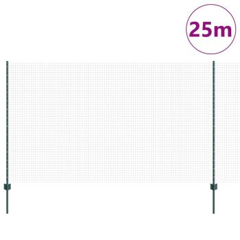 Schweißdrahtzaun mit 11 U-Posten Grün 1.4x25 m Stahl