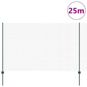Geschweißter Drahtzaun mit 11 U-Posts Grün 1,6x25 m Stahl