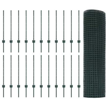 Geschweißter Drahtzaun mit 22 U-Posts Grün 0.8x50 m Stahl