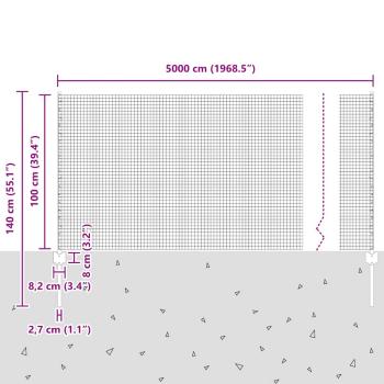 Geschweißter Drahtzaun mit 22 U-Posts Grün 1x50 m Stahl