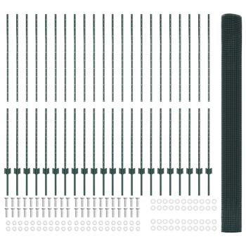 Geschweißter Drahtzaun mit 22 U-Pfosten Grün 1,5x50 m Stahl