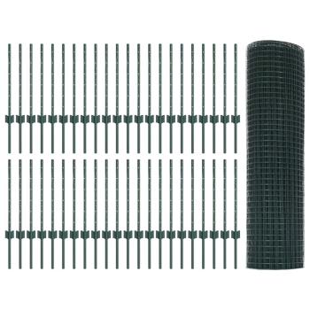 Geschweißter Drahtzaun mit 44 U-Posts in Grün 0.6x100 m aus Stahl