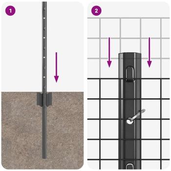 Gartenzaun Set 2-teilig Grau Verzinkter Stahl 10 x 0,5 m