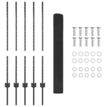 Hühnerdrahtzaun-Set Set aus 2 Grau Metall 10 x 1 m Langlebig