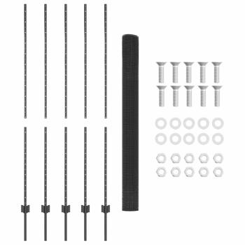 Schweißdrahtzaun mit 10 U-Posts Grau 1,5x10 m Stahl