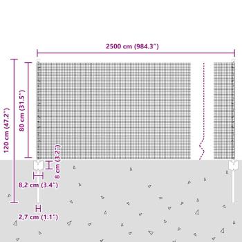 Schweißzaun mit 11 U-Pfosten Grau 0.8x25 m Stahl