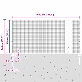 Hühnerdrahtzaun-Set Set aus 2 Grau Pulverbeschichteter Stahl