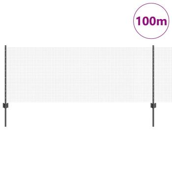 Geschweißter Drahtzaun mit 44 U-Pfosten Grau 0.8x100 m Stahl