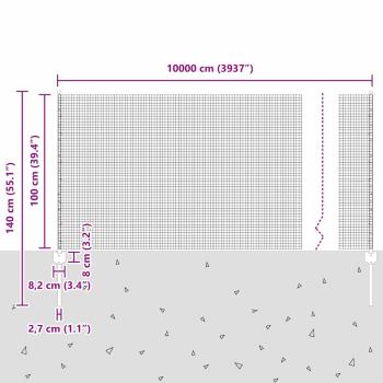 Verschweißter Drahtzaun mit 88 U-Pfosten Grau 1x100 m Stahl