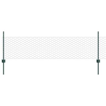 Zaunpfosten 11 Stück U-Kanal Grün 80 cm Stahl, Sechseckzaun Grün 0,5x10 m Stahl