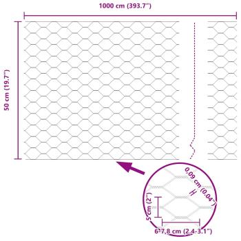Zaunpfosten 11 Stück U-Kanal Grün 80 cm Stahl, Sechseckzaun Grün 0,5x10 m Stahl