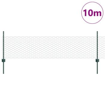 Zaunpfosten 11 Stück U-Kanal Grün 80 cm Stahl, Sechseckzaun Grün 0,5x10 m Stahl