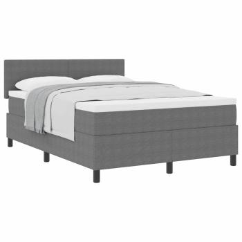 Boxspringbett Hellgrau und Weiß 140 x 190 cm Cordstoff