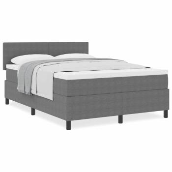 Boxspringbett mit Matratze Hellgrau 140x200 cm Cord-Stoff