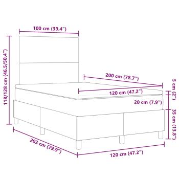 Boxspringbett mit Matratze in Beige 120x200 cm Cordstoff