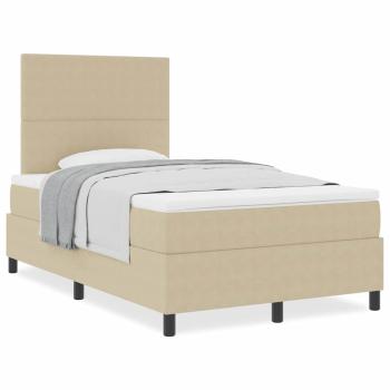 Boxspringbett mit Matratze in Beige 120x200 cm Cordstoff