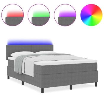 Boxspringbett mit Matratze & LED Licht Grau 140x200 cm Cord-Stoff