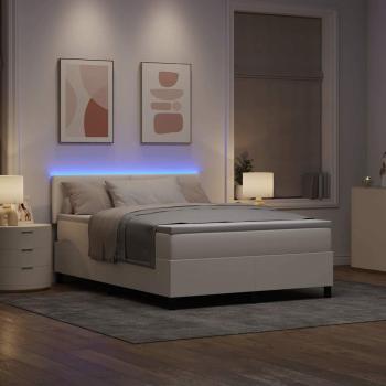 Boxspringbett mit Matratze & LED Creme 140x200 cm Cordura-Stoff