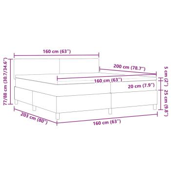 Boxspringbett mit Matratze & LED Licht Grau 160x200 cm Cord-Stoff
