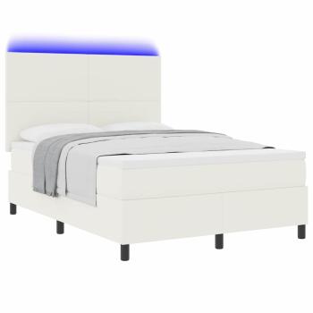 Boxspringbett mit Matratze&LED Creme 140x200 cm Cord-Stoff