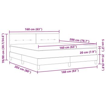 Boxspringbett mit Matratze Dunkelgrau 160x200 cm Samt
