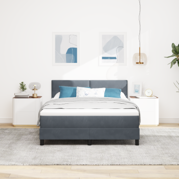 Boxspringbett mit Matratze Dunkelgrau 160x200 cm Samt