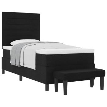 Boxspringbett mit Kissen mit Kopfteil Schwarz 90 x 200 cm Stoff
