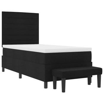 Boxspringbett mit Kissen mit Kopfteil Schwarz 90 x 200 cm Stoff