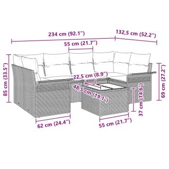7-teiliges Garten-Sofa-Set mit Kissen Schwarz Poly-Rattan