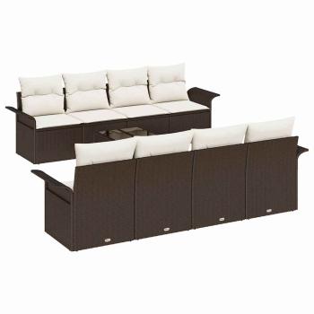 Gartensofa-set mit Kissen 9 pcs Braun Poly-Rattan