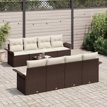Gartensofa-set mit Kissen 9 pcs Braun Poly-Rattan