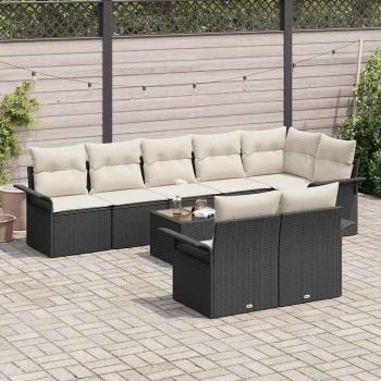 8-teiliges Garten Sofa Set mit Kissen braun Poly Rattan