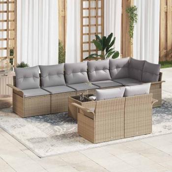 ARDEBO.de - 9-teiliges Garten Sofa Set mit Kissen Schwarz Poly Rattan