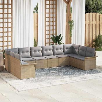 ARDEBO.de - Gartensofa-set 10 stk. Beige Poly-Rattan