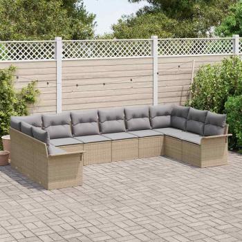 Gartensofa-set 10 stk. Beige Poly-Rattan