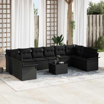 ARDEBO.de - 11-teiliges Garten Sofa Set mit Kissen Beige Poly-Rattan