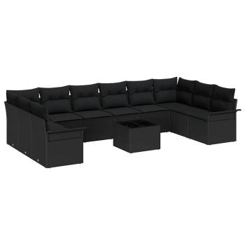 11-teiliges Garten Sofa Set mit Kissen Beige Poly-Rattan