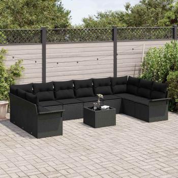 11-teiliges Garten Sofa Set mit Kissen Beige Poly-Rattan