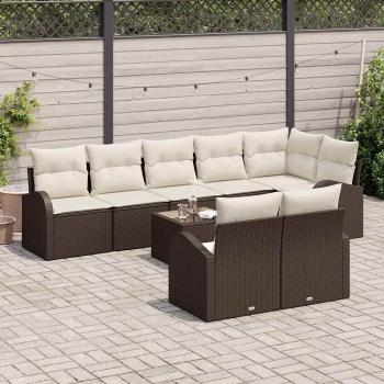 8-teiliges Garten-Sofa-Set mit Kissen Grau Poly-Rattan