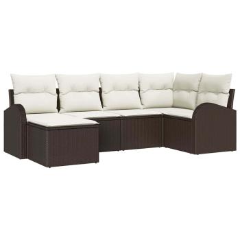 6-teiliges Garten Sofa Set mit Kissen Braun Poly Rattan