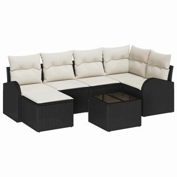 6-teiliges Garten-Sofa-Set mit Kissen Braun Poly-Rattan