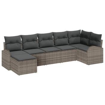 Garten Sofa Set Set von 7 Grau Rattan, Polyesterkissen