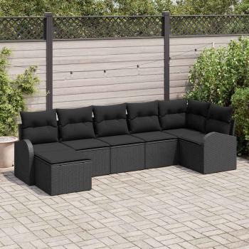 ARDEBO.de - Garten Sofa Set 7-teilig Schwarz Poly Rattan Outsidesofa