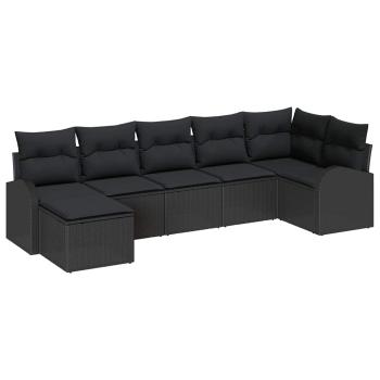 Garten Sofa Set 7-teilig Schwarz Poly Rattan Outsidesofa