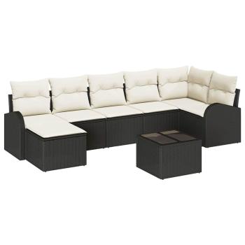 7-teiliges Garten-Sofa-Set mit Kissen braunes Poly-Rattan