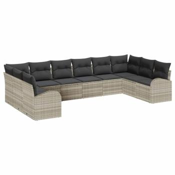 Sofa Set 10 stk. Hellgrau [Synthetisch]: Polyrattan